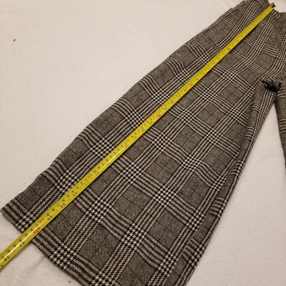 Plaid Wide Leg High Rise Trousers Black/White Dress Pants Grey X-Small Zara - Picture 7 of 8